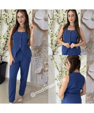 Conjunto Alfaiataria Carol Azul